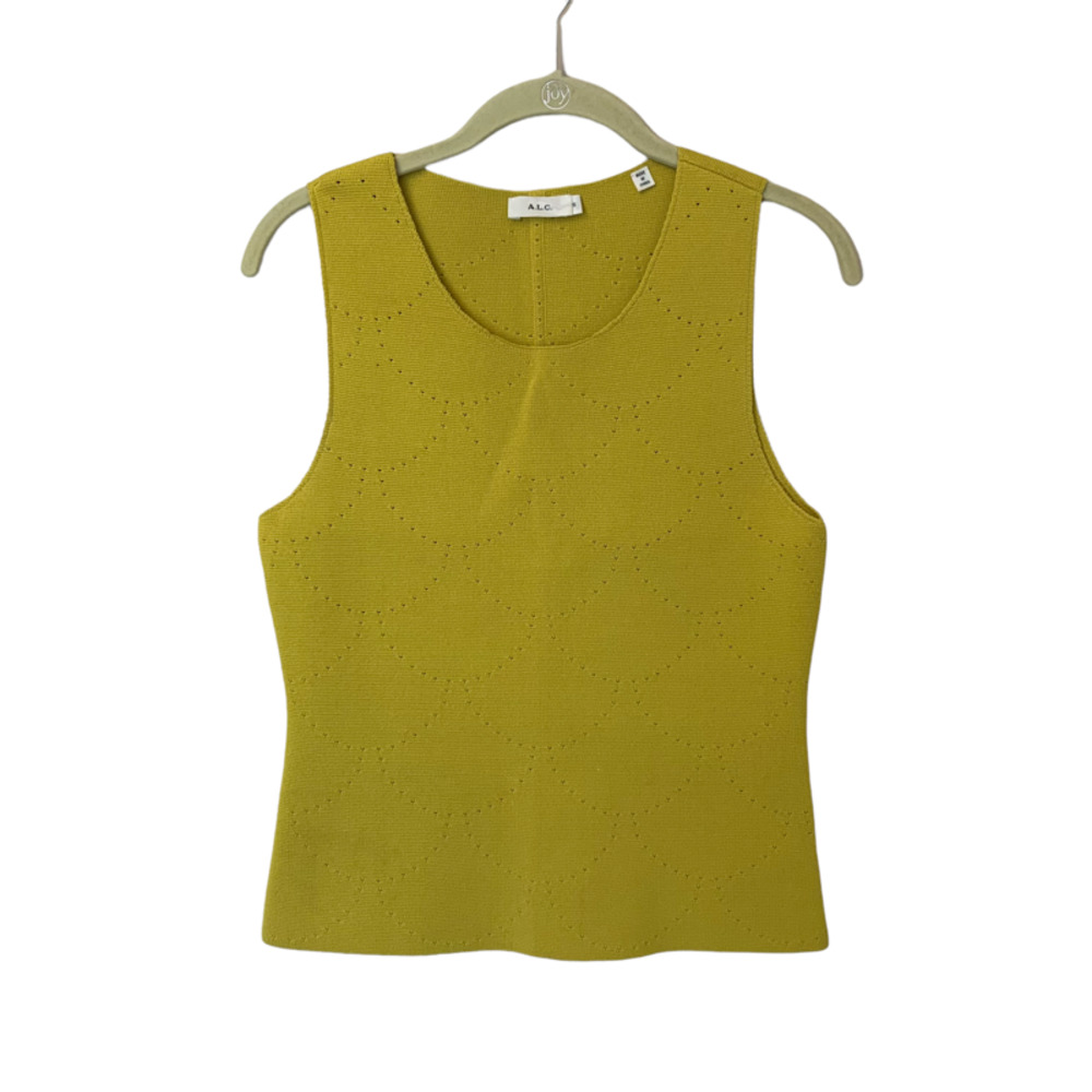 A.L.C. Yellow Knit Tank Scallop Cut Size Small